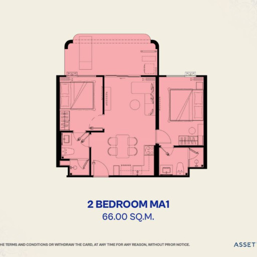The Title Vivana, 2 bedroom apartments - from 60 m² to 66 m²